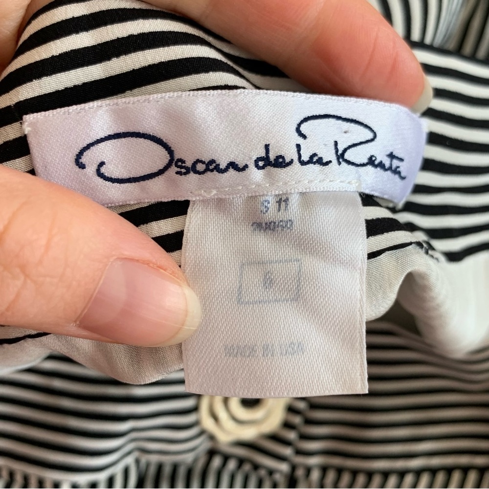 Oscar de la Renta Gray and White Pinstripe Wide-Leg Jumpsuit - Picture 5 of 8